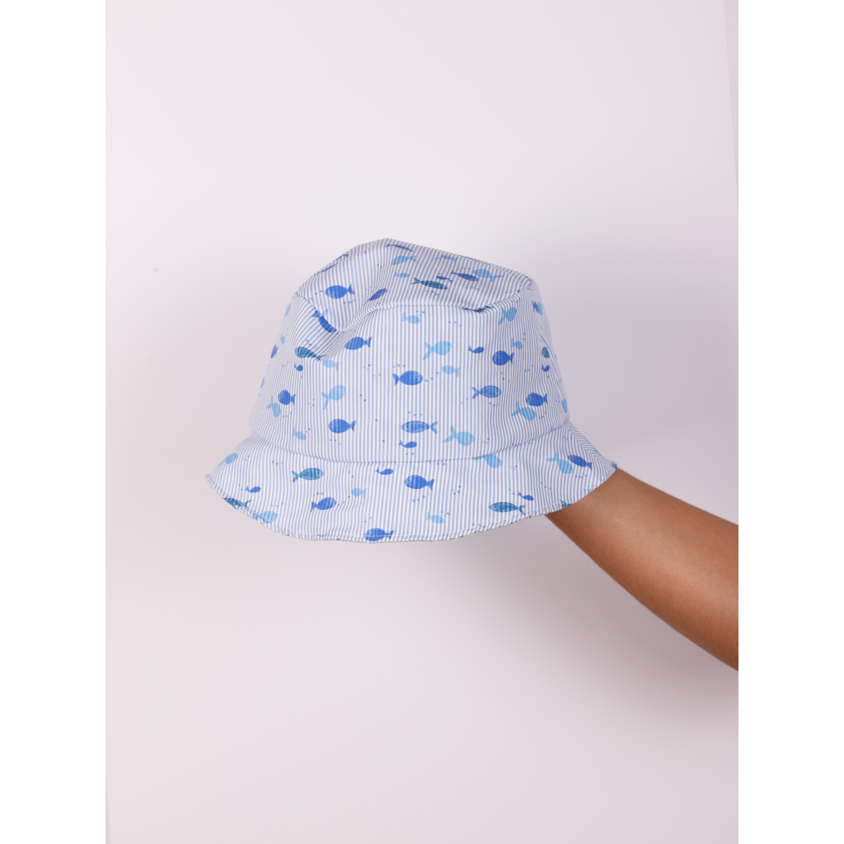LITTLE A -  Kandy Little Fish Seersucker Sunhat - Aruba Blue main image 1